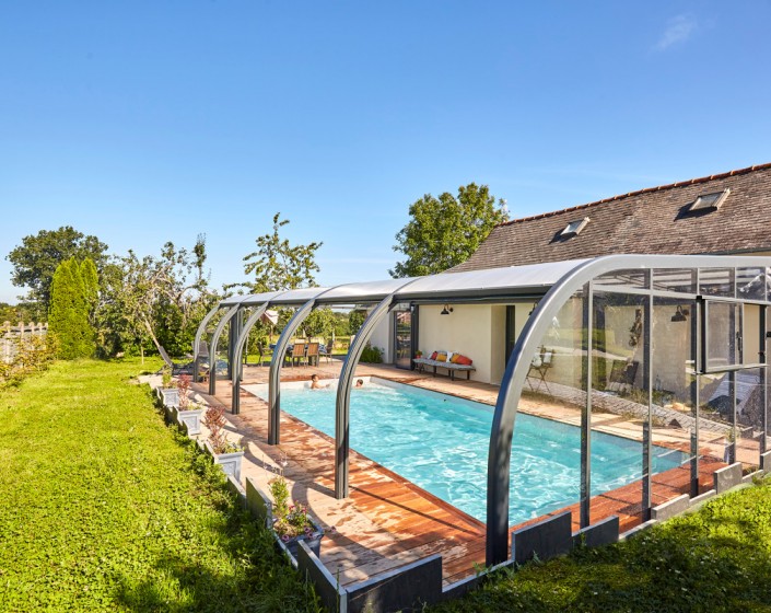 Abri de piscine Elliptik Haut Adossé