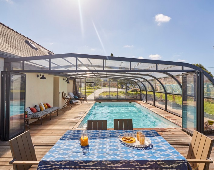 Abri de piscine Elliptik Haut Adossé