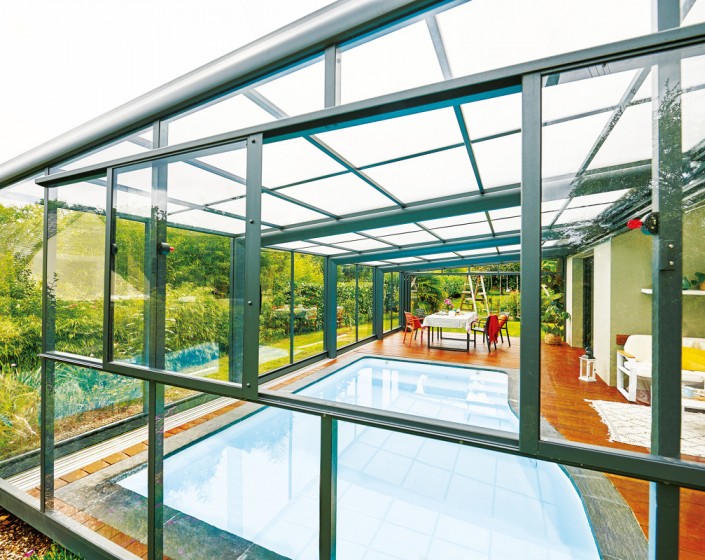 Abri de piscine Triptik Haut Adossé