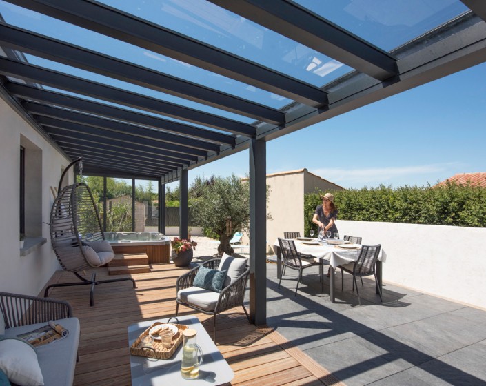 Pergola Luminov avec toiture en verre
