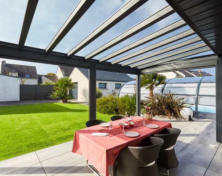 Pergola Luminov avec toiture en verre