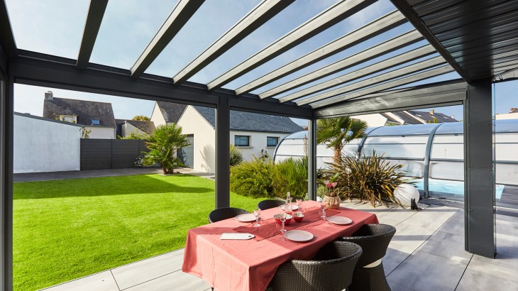 Pergola Luminov avec toiture en verre