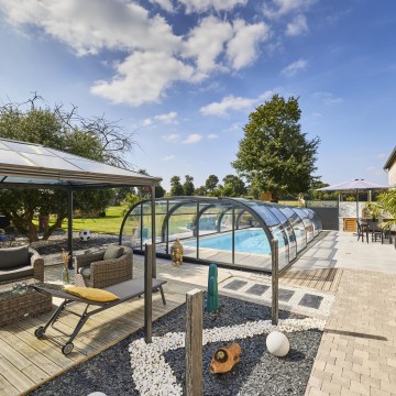 Abri de piscine Elliptik Mi-Haut télescopique