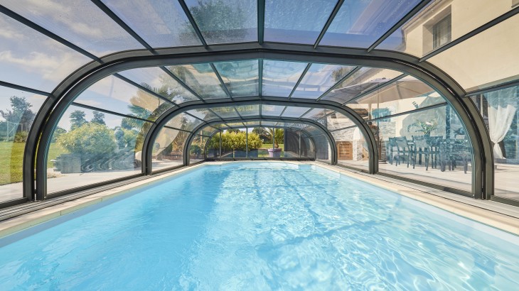 Abri de piscine Elliptik Mi-Haut télescopique