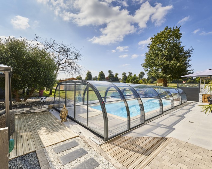 Abri de piscine Elliptik Mi-Haut télescopique