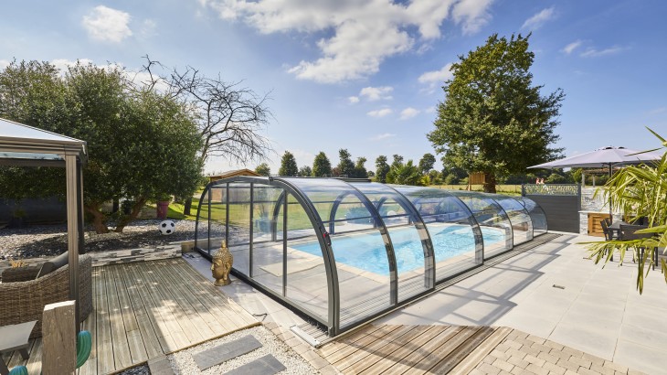 Abri de piscine Elliptik Mi-Haut télescopique