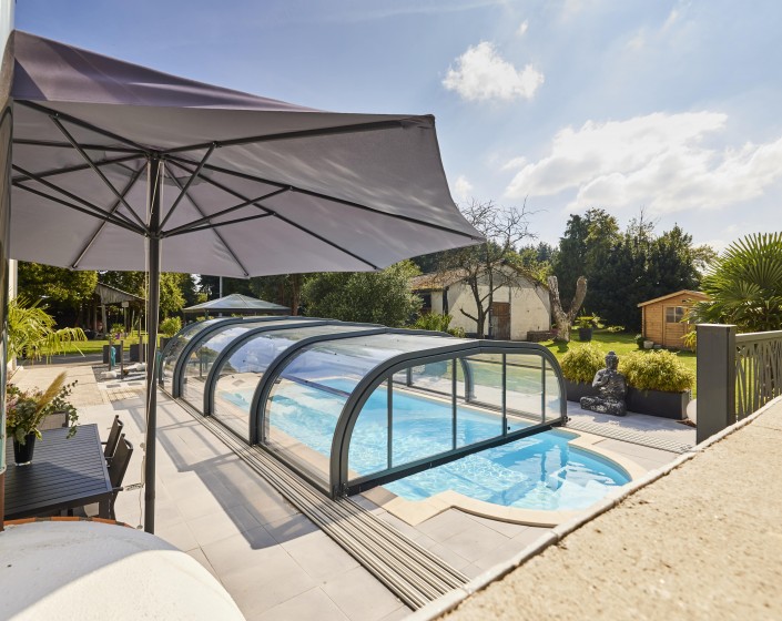 Abri de piscine Elliptik Mi-Haut télescopique