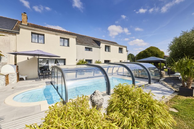 Abris de piscine elliptik mi haut télescopique 2 rails