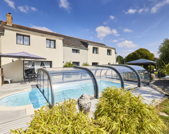 Abri de piscine Elliptik Mi-Haut télescopique