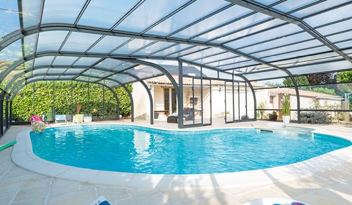Abri de piscine Elliptik Haut à panneaux relevables
