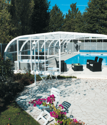 Abri de piscine Elliptik Haut à panneaux relevables