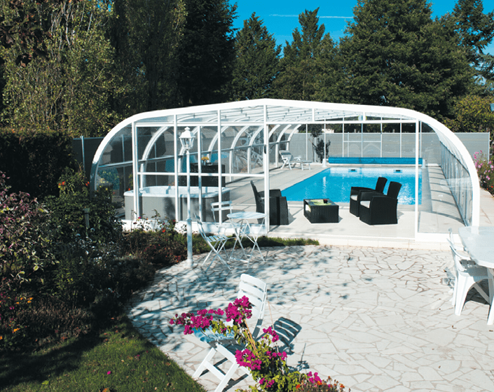 Abri de piscine Elliptik Haut à panneaux relevables