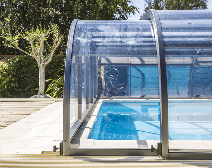 Abri de piscine Elliptik Mi-Haut télescopique