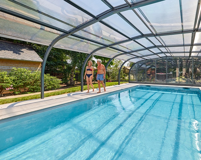 Abri de piscine Elliptik Haut à panneaux relevables