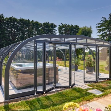 Abri de piscine Elliptik Haut à panneaux relevables