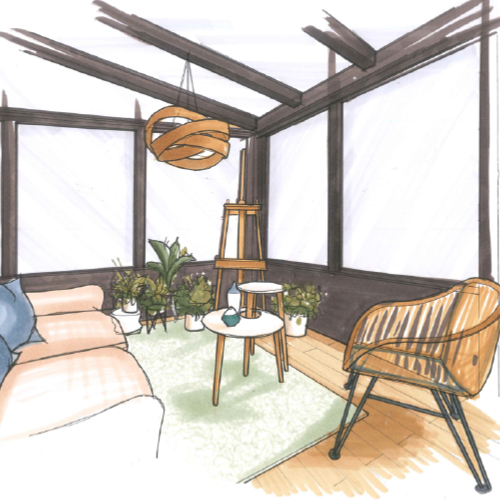 croquis conseil déco véranda verrière