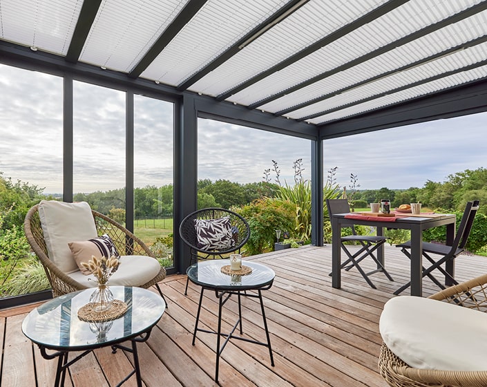 Pergola Luminov avec toiture en verre