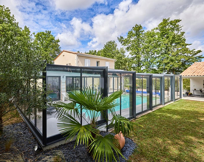 Abri de piscine Elliptik Haut Adossé