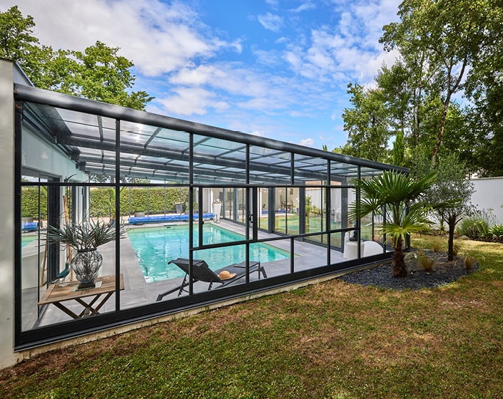 Abri de piscine Elliptik Haut Adossé