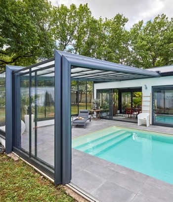 Abri de piscine Elliptik Haut Adossé