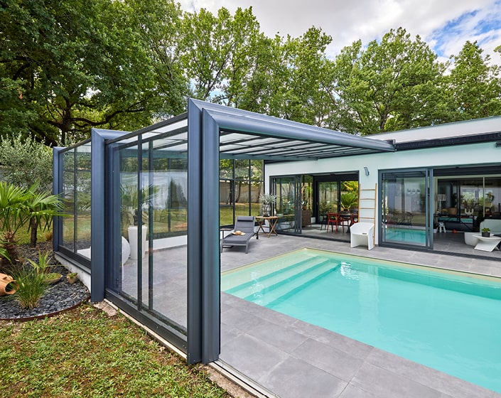 Abri de piscine Elliptik Haut Adossé