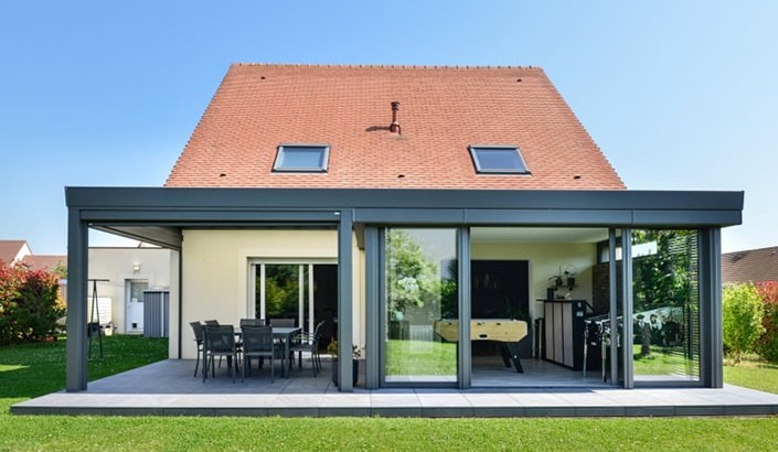 Extension Esthète Moderne + pergola vitrée