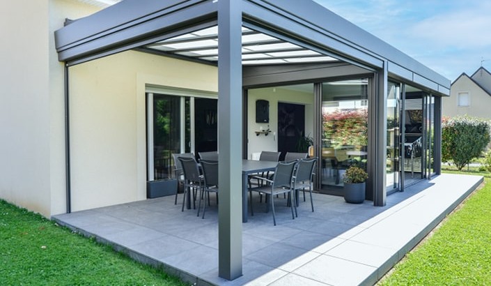 Extension Esthète Moderne + pergola vitrée