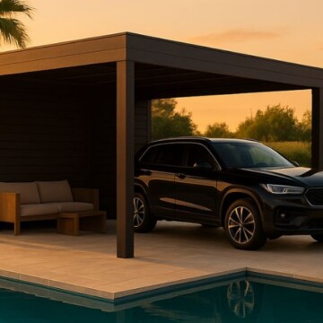 Pool house garage