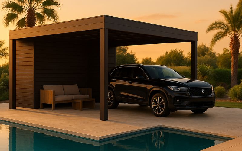 Pool house garage