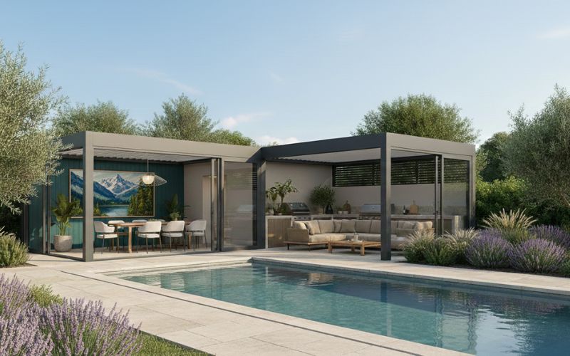 Pool house en L