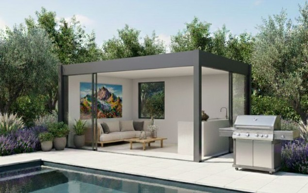 pool house toit une pente
