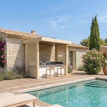 Cuisine d'été avec piscine