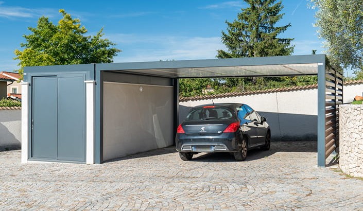 Carport Abri de voiture avec box