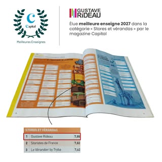 🏆 𝗚𝘂𝘀𝘁𝗮𝘃𝗲 𝗥𝗶𝗱𝗲𝗮𝘂 𝗲́𝗹𝘂𝗲 𝗺𝗲𝗶𝗹𝗹𝗲𝘂𝗿𝗲 𝗲𝗻𝘀𝗲𝗶𝗴𝗻𝗲 𝟮𝟬𝟮𝟳

Nous sommes fiers de vous annoncer que Gustave Rideau a été distinguée pour la deuxième année consécutive au palmarès des Meilleures Enseignes 2027 du magazine @capital_fr, dans la catégorie « Store et vérandas » ! 🇫🇷

⭐ 𝗨𝗻𝗲 𝗯𝗲𝗹𝗹𝗲 𝗿𝗲𝗰𝗼𝗻𝗻𝗮𝗶𝘀𝘀𝗮𝗻𝗰𝗲, 𝗮𝘃𝗲𝗰 𝘂𝗻𝗲 𝗻𝗼𝘁𝗲 𝗱𝗲 𝟳,𝟴𝟴/𝟭𝟬 !

Réalisée par l'institut indépendant Statista auprès de 15 000 consommateurs, cette enquête récompense notamment la qualité de l'accueil, l'expertise des équipes et la recommandation des clients.

Cette distinction vient saluer l'engagement quotidien de nos collaborateurs pour accompagner chaque client dans la réalisation de son projet.

👏 Un grand merci à nos équipes pour leur professionnalisme et à nos clients pour leur confiance !

#GustaveRideau #MeilleureEnseigne2027 #Capital #QualitéDeService #SatisfactionClient #SavoirFaireFrançais [instagram]